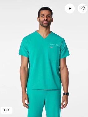Figs Men's Scrub Top in Lagoon